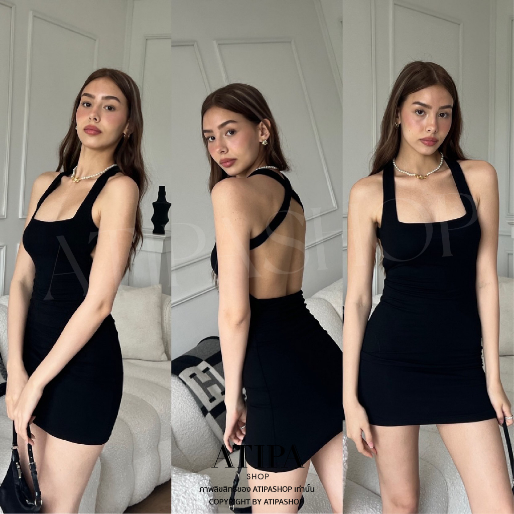 Atipashop - DRESS BACKIE เดรสสั้น ผู้หญิง ทรงไขว้หลัง | Shopee Thailand