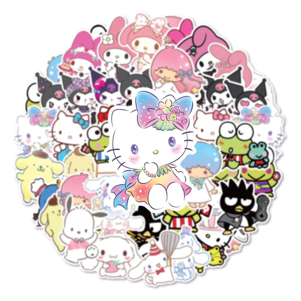 พร้อมส่ง-sanrio-my-melody-kitty-anime-ผสม-sticker-มาย-เมโลดี้-สติกเกอร์กันน้ำรูปแบบที่แตกต่างกัน-50-100ชิ้น
