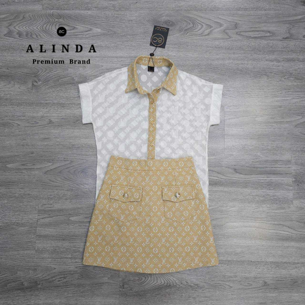 alinda-ชุดเซ็ทเสื้อเชิ้ตคอปกซีทรูสีขาวสุดน่ารัก-รบกวนเช็คสต๊อกก่อนกดสั่งซื้อ