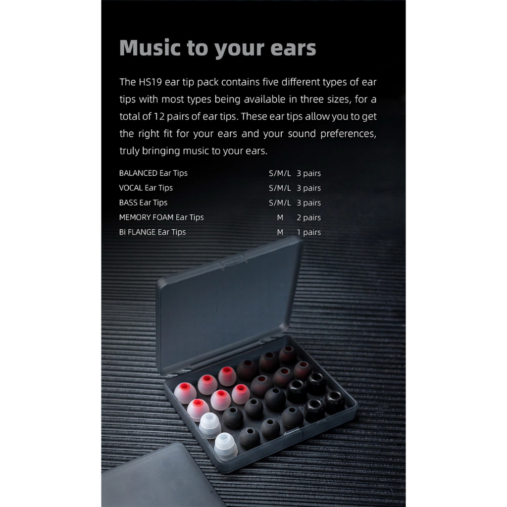 fiio-hs19-เซ็ตจุกหูฟัง-12-คู่-ที่มีสไตล์ที่แตกต่างกันถึง-5-รูปแบบ