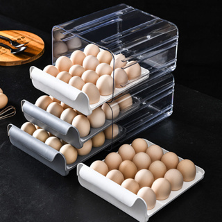 กล่องเก็บไข่ในตู้เย็นแบบลิ้นชัก 2ชั้น จัดเก็บง่ายสะดวกต่อการใช้งาน