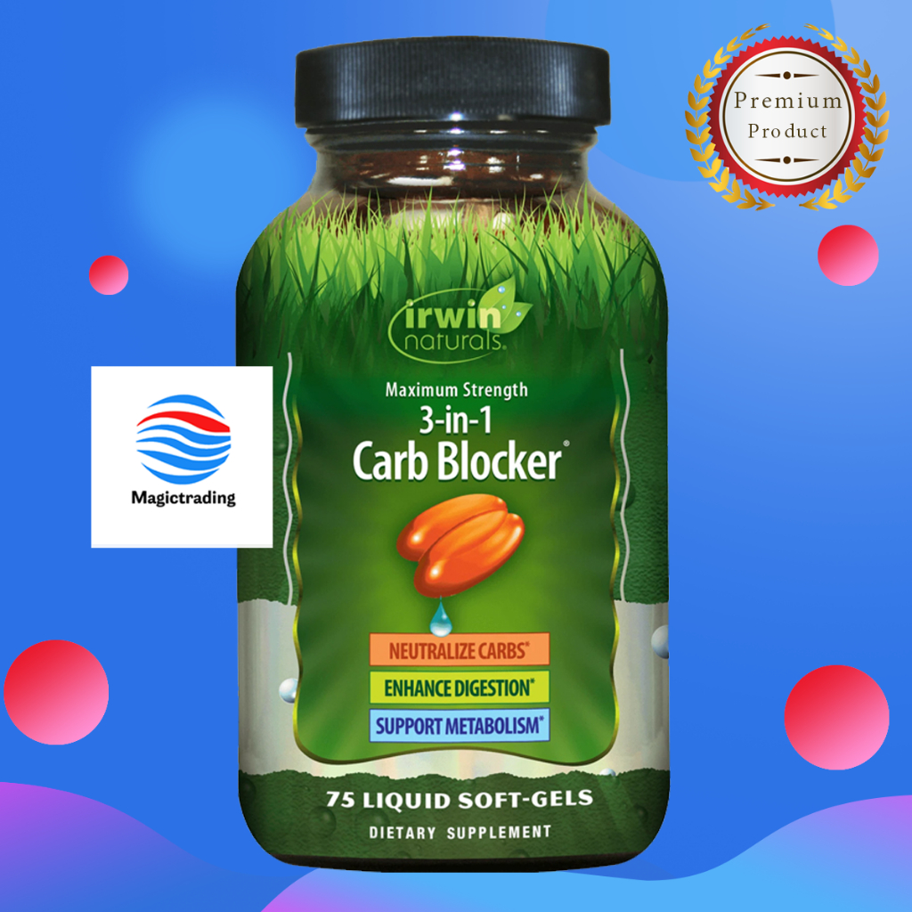 Irwin Naturals Maximum Strength 3 in 1 Carb Blocker / 75 Softgels Shopee Thailand