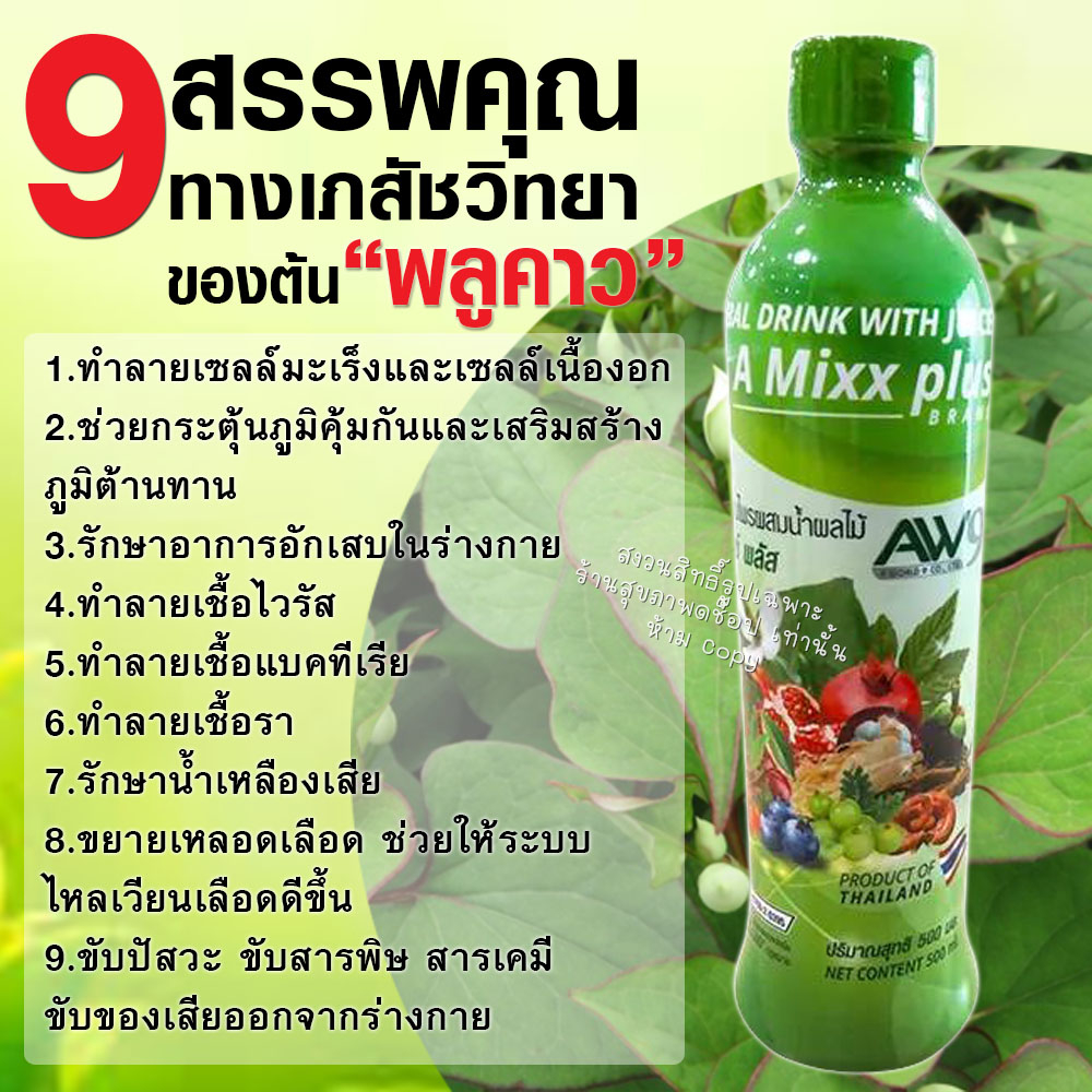 น้ำพลูคาวสกัดเข้มข้น-ผสมน้ำสมุนไพร19ชนิด-ตราเอมิกซ์พลัส-ขนาด500ml