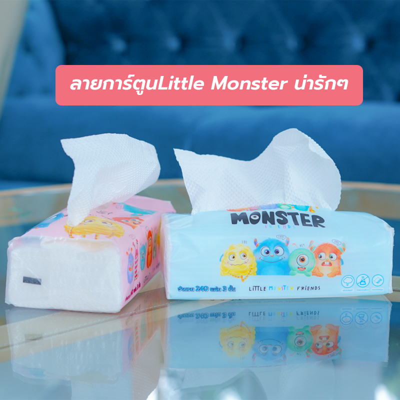 พร้อมส่ง BeBeWii กระดาษทิชชู่ อย่างดี แบบดึง ขนาด175*175มม 240เเผ่น /ห่อ หนา 3 ชั้น ขนาดพกพา เช็ดหน้า เช็ดมือ - 4