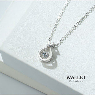 s925 Wallet necklace สร้อยคอเงินแท้ จี้ถุงเงิน เพชรดุ๊กดิ๊กได้ ใส่สบาย เป็นมิตรกับผิว