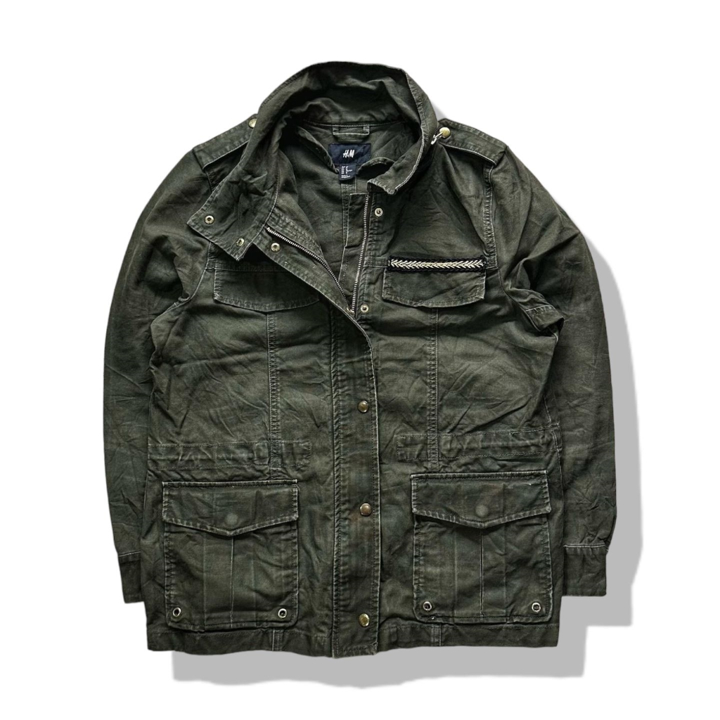 H&M Olive Green Military Jacket รอบอก 41” Shopee Thailand