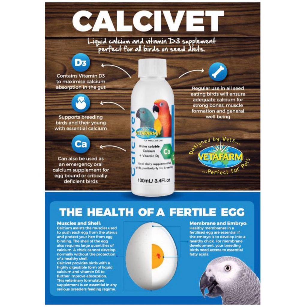 Vetafarm Calcivet เสริมแคลเซียม + วิตามิน D3 เตรียมพร้อมผสมพันธุ์ (แบ่ง ...