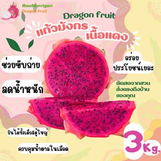 พรีออเดอร์ แก้วมังกรภูเรือ เนื้อแดง 3 kg. #แก้วมังกรตัดสดจากสวน