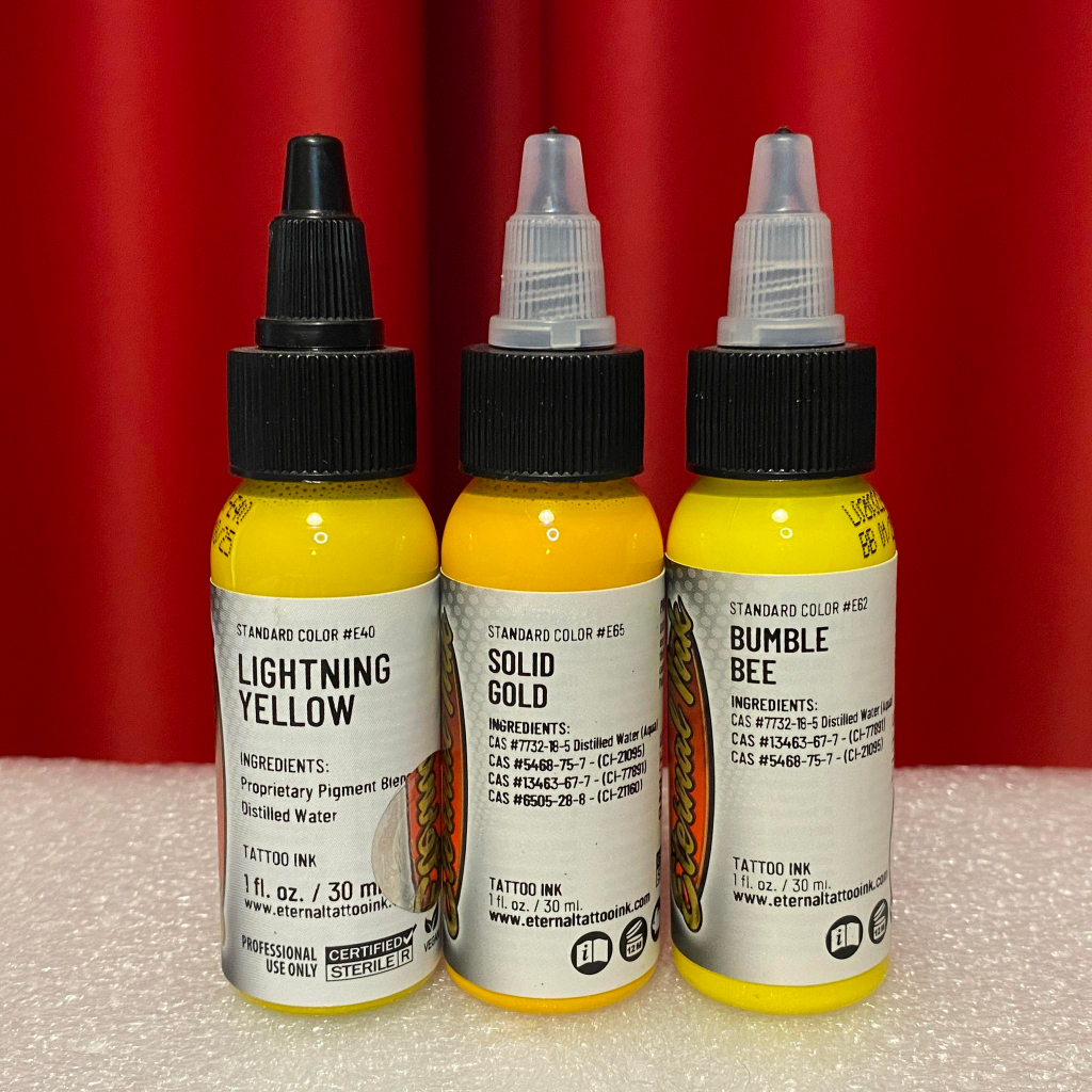 หมึกสัก Eternal Ink Tattoo เฉดสีเหลือง หมึกสีสำหรับงานสัก หมึกสักคุณภาพ