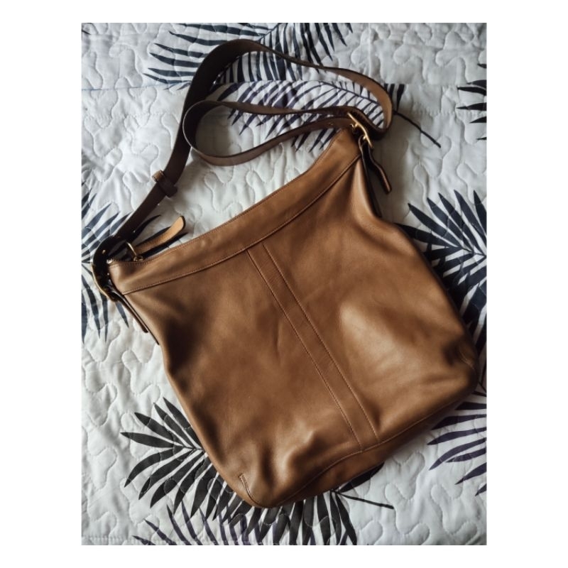 Vintage Coach Tan Leather Crossbody Bag ของแท้ ชาย/หญิง มือสอง *อ่าน