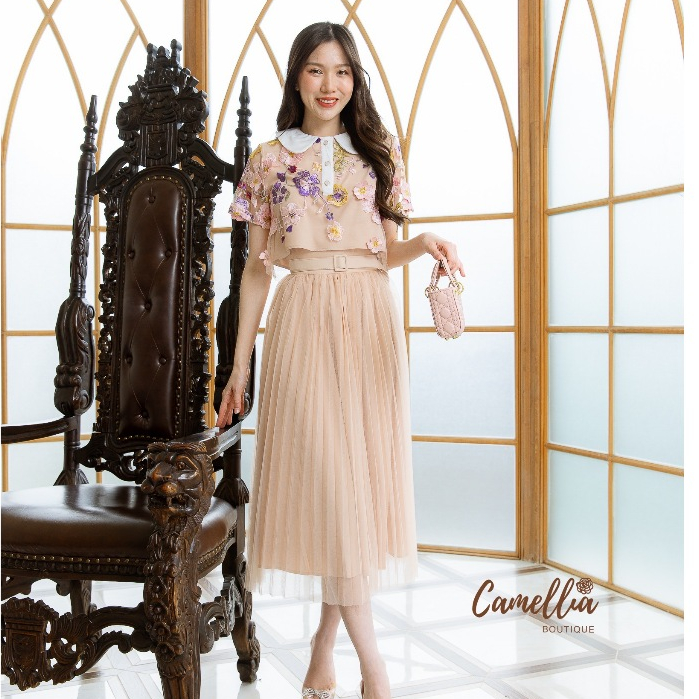 camellia-ชุดset-เสื้อลูกไม้ปักหลากสี-รบกวนเช็คสต๊อกก่อนกดสั่งซื้อ