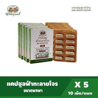 อภัยภูเบศร ยาแคปซูลฟ้าทะลายโจร 10เม็ด/แผง  แพ็ค5  G512/60 ยาสามัญประจำบ้าน / ผลิตภัณฑ์สมุนไพรขายทั่วไป