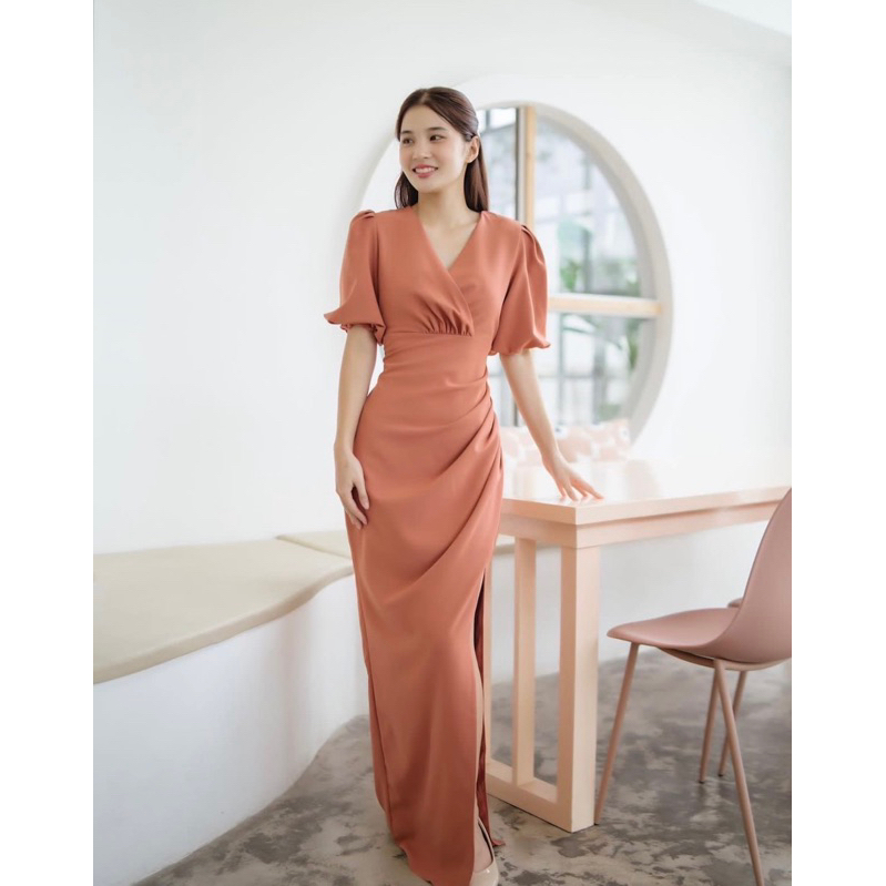 FN4111 ราตรียาวเกาหลีมินิมอล เดรสออกงาน ไปงานแต่ง เพื่อนเจ้าสาว ผ้าดีทรงสวย ยับยาก มุมมองที่ 2