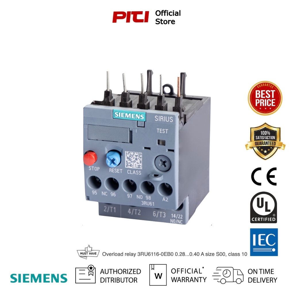 SIEMENS Overload relay 3RU61160EB0 0.28...0.40 A size S00, class 10