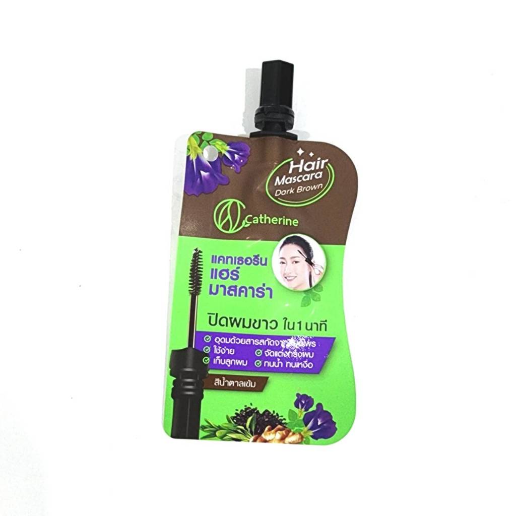 มาสคาร่า ปิดผมขาว แคทเธอรีนสีน้ำตาลเข้ม 4มล. hair mascara dark brown