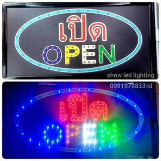 ป้ายไฟ LED เปิด+ OPEN  ป้ายข้อความ อักษร ป้ายไฟ LED ประดับหน้าร้านใช้ไฟ 220V ขนาด 25*48*2cm สต็อกไทย สินค้ามีพร้อมส่ง