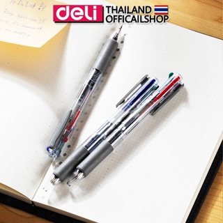 Deli Q182 four-color ballpoint pen 1.0mm bullet ปากกากด ปากกากด4สี (แพ็ค 1 แท่ง) ปากกา อุปกรณ์การเรียน เครื่องเขียน ปากกากดราคาถูก