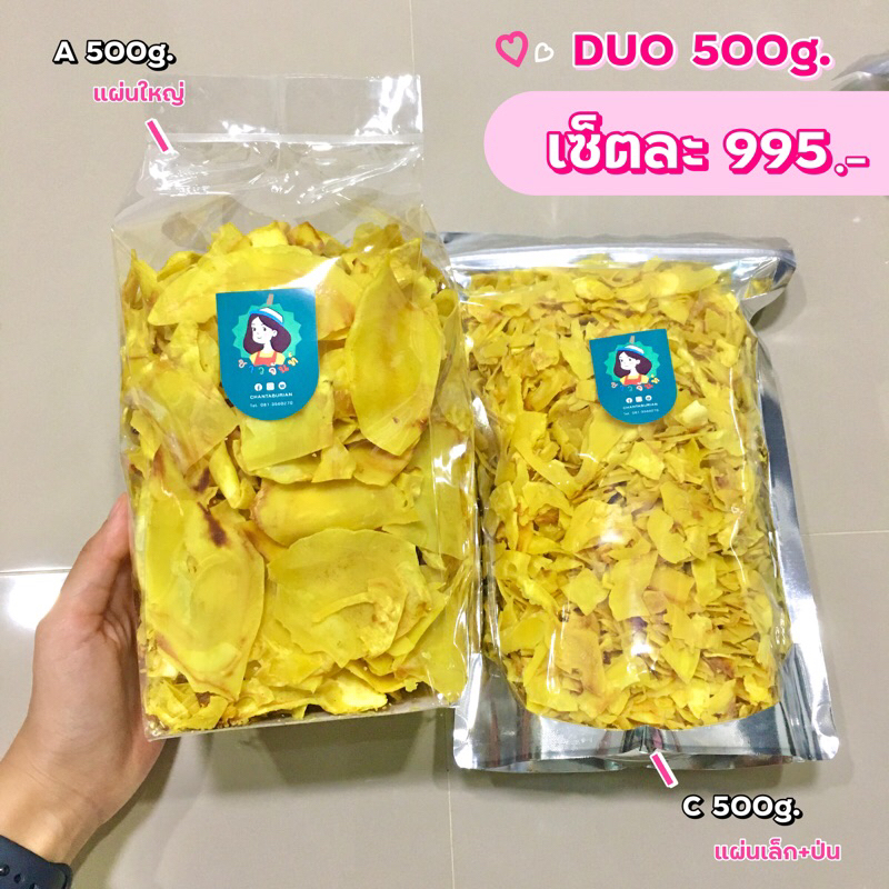 duo-500g-สุดคุ้ม-ทุเรียนทอดชาวจันท์-ผ่านการอบไล่น้ำมันพร้อมทาน-durian-chips