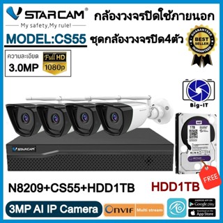 ชุดกล้องวงจรปิดกล้องใช้ภายนอก CS55 3.0MP พร้อมกล่องNVR N8209 ฟรีHDD1TB Big-it