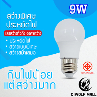หลอดไฟ BLUB SLIM LED 9W ใช้ไฟฟ้า220V ใช้ไฟบ้าน หลอดไฟขั้วเกลียว E27 Tenmeet Daylight
