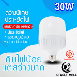 หลอดไฟLED HighBulb 30W  แสงขาว ใช้ไฟฟ้า 220V Light หลอดไฟLED ขั้วE27หลอดไฟขั้วE27 30W แสงขาว