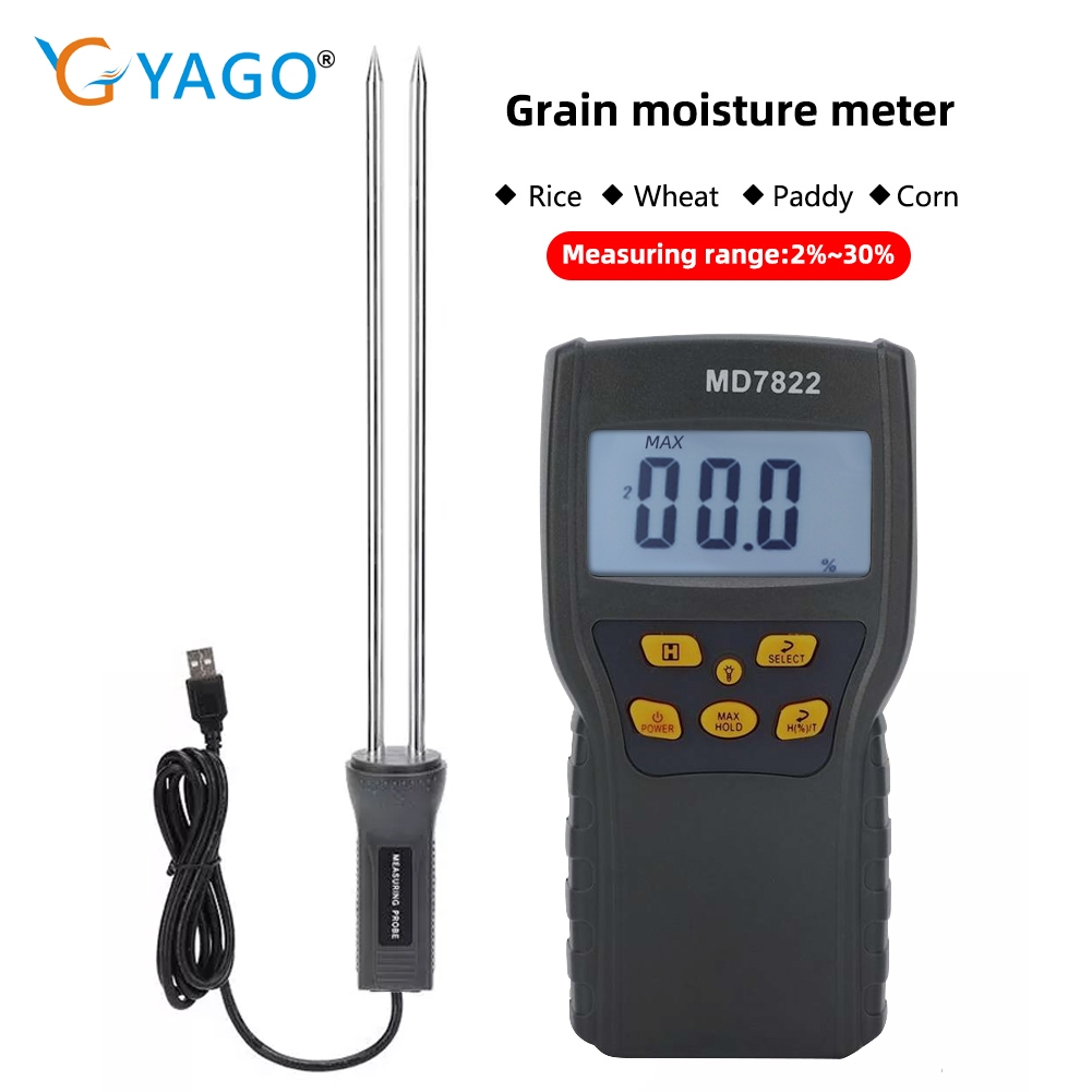 RCYAGO MD7822 Digital Grain Moisture Meter Humidity Tester Contains