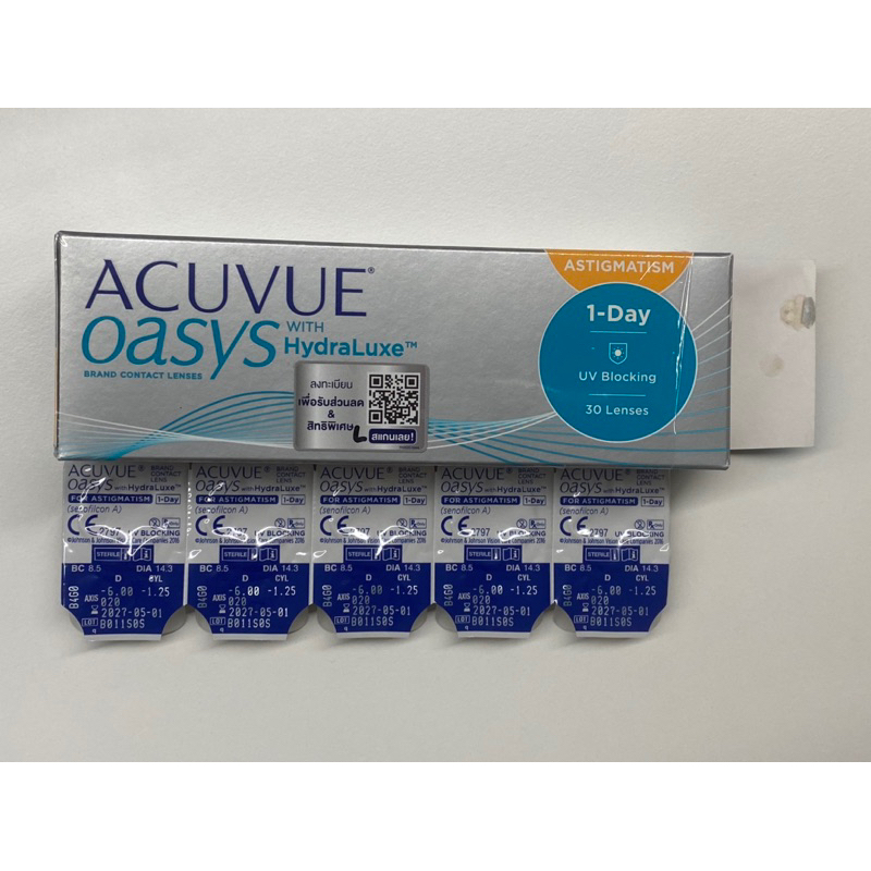 Acuvue Oasys with HydraLux สั้น -6.00 เอียง 1.25 คอนแทคเลนส์ แบบใส ...