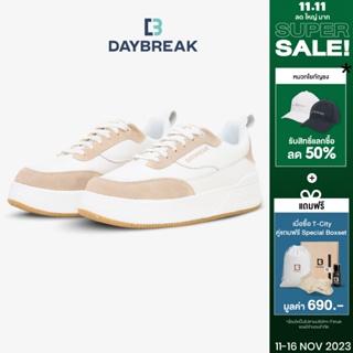 [15MALL11 ลดเพิ่ม 15%] Daybreak T-City Leather Autumn White รองเท้าผ้าใบ หนังแท้ ผู้ชาย ผู้หญิง Antibacterial