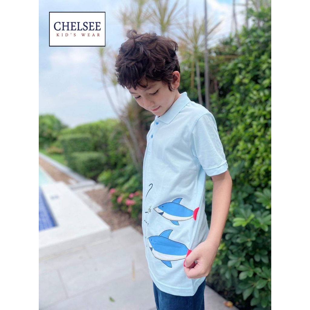 chelsee-เสื้อโปโล-เด็กผู้ชาย-แขนสั้น-รุ่น-127915-พิมพ์ลาย-อายุ-3-11-ปี-ผ้า-100-cotton-เสื้อผ้าเด็กโต-เสื้อโปโลเด็ก
