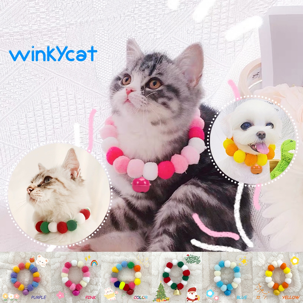 winky-wink-ปลอกคอแมว-ปอมปอมดอกไม้-สุดแสนน่ารัก-ปลอกคอแมว-ปลอกคอแมว-ปลอกคอหมา-ปลอกคอน่ารัก