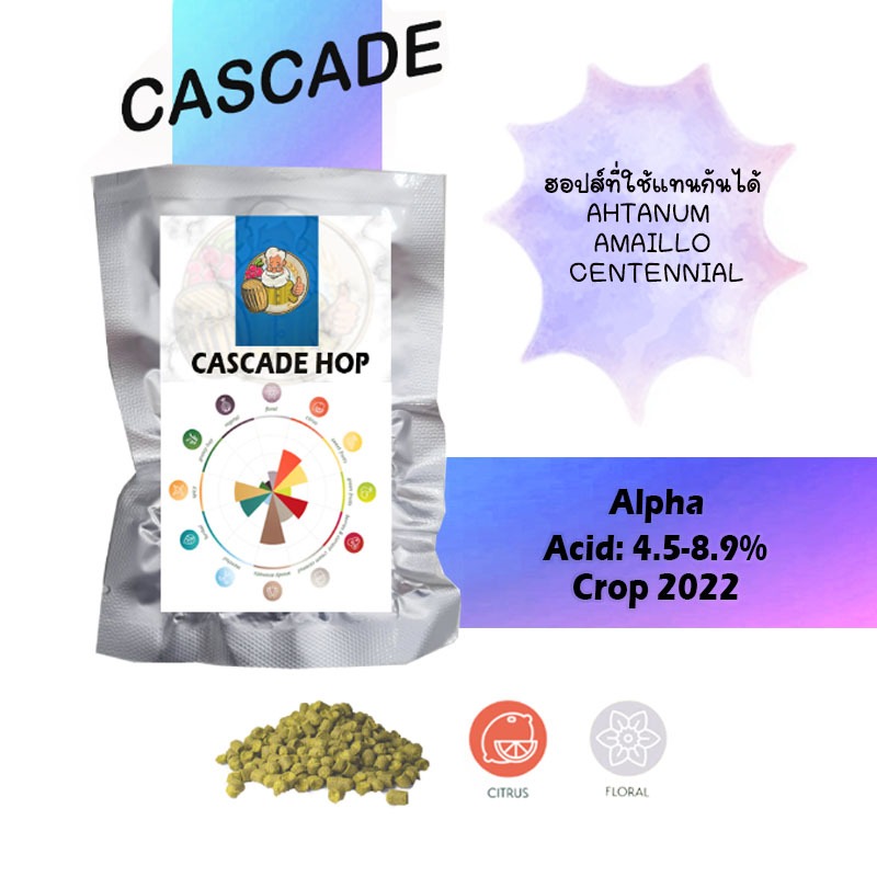 แคสเคดฮอปส์ Cascade (US) PELLET HOPS (T90) Crop Year 2022 ฮอปส์ hops ...