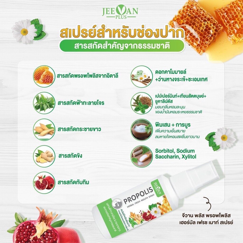 (1แถม1) Jeevan Plus Propolis Herbal Fresh Mouth Spray 30ml. จีวาน พลัส ...