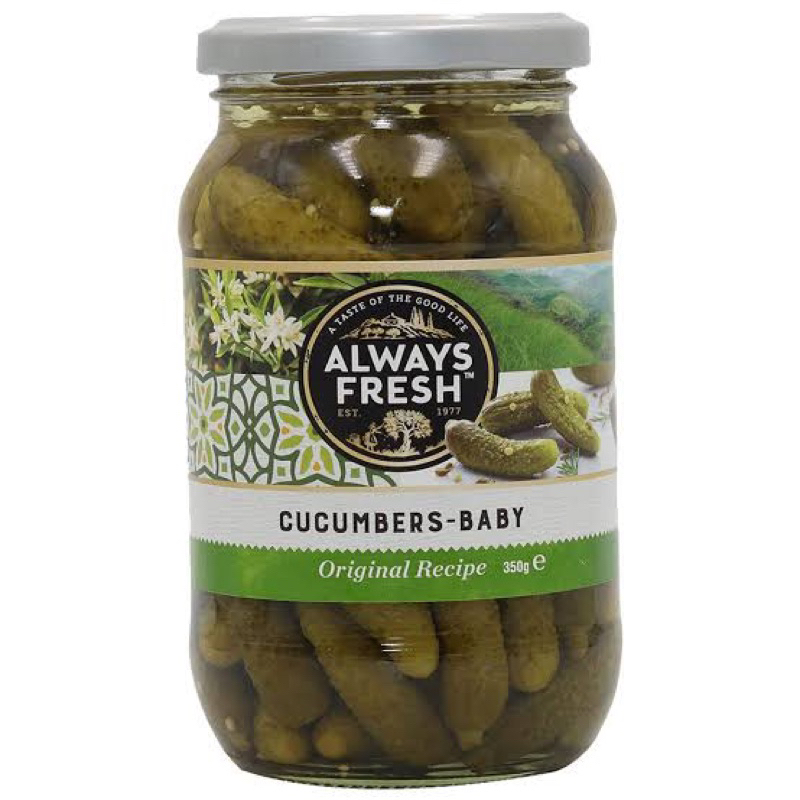 Always fresh cucumbers baby cornichons 350g. แตงกวาดองลูกเล็ก นำเข้า