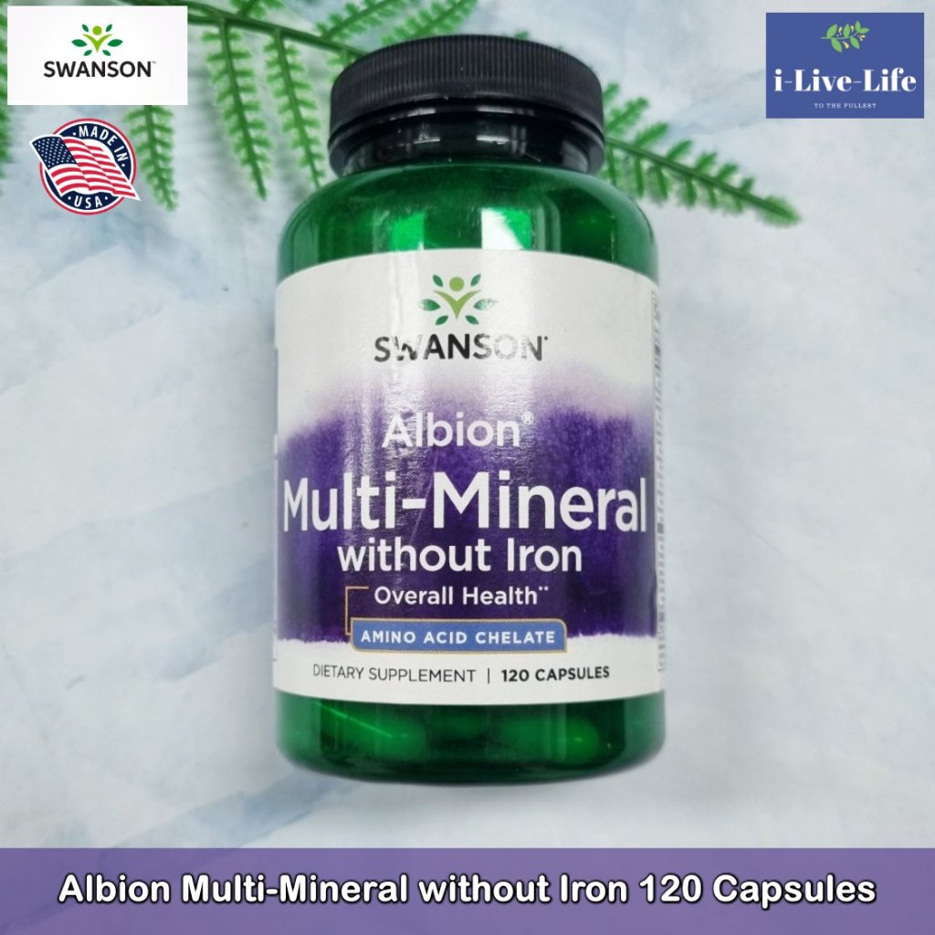 Swanson Albion MultiMineral without Iron 120 Capsules อาหารเสริม วิตามิน และแร่ธาตุรวม ไม่มี