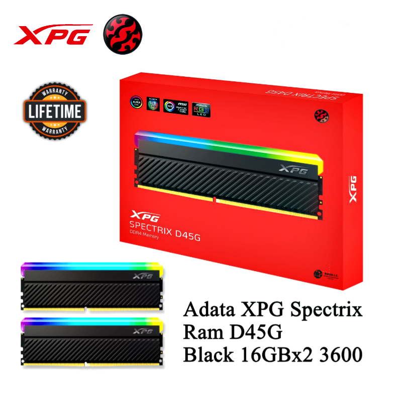 32GB (16GBx2) DDR4 3600MHz RAM (แรมพีซี) XPG Spectrix D45G RGB (XPG ...