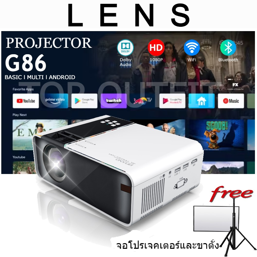 ภาพหน้าปกสินค้าให้ใบแจ้งหนี้Projecter G86 6000 LENS Android Mini Projector โปรเจคเตอร์ HD WIFI LCD LED Projector โฮมเธียเตอร์ จากร้าน nagoya.ngy บน Shopee