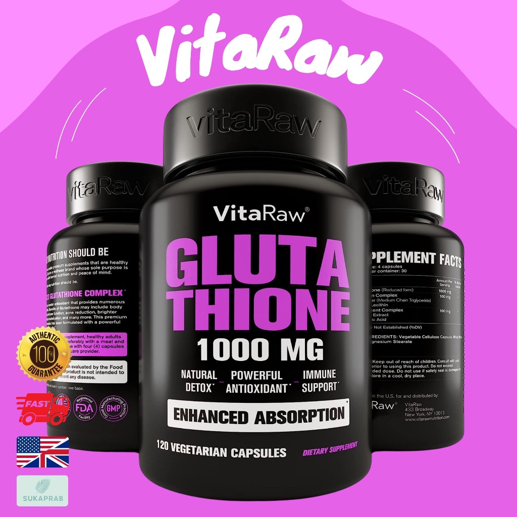 vitaraw glutathione พร้อมส่ง VitaRaw Glutathione 1000 MG for Immune Support 120 Vegetarian  Capsules
