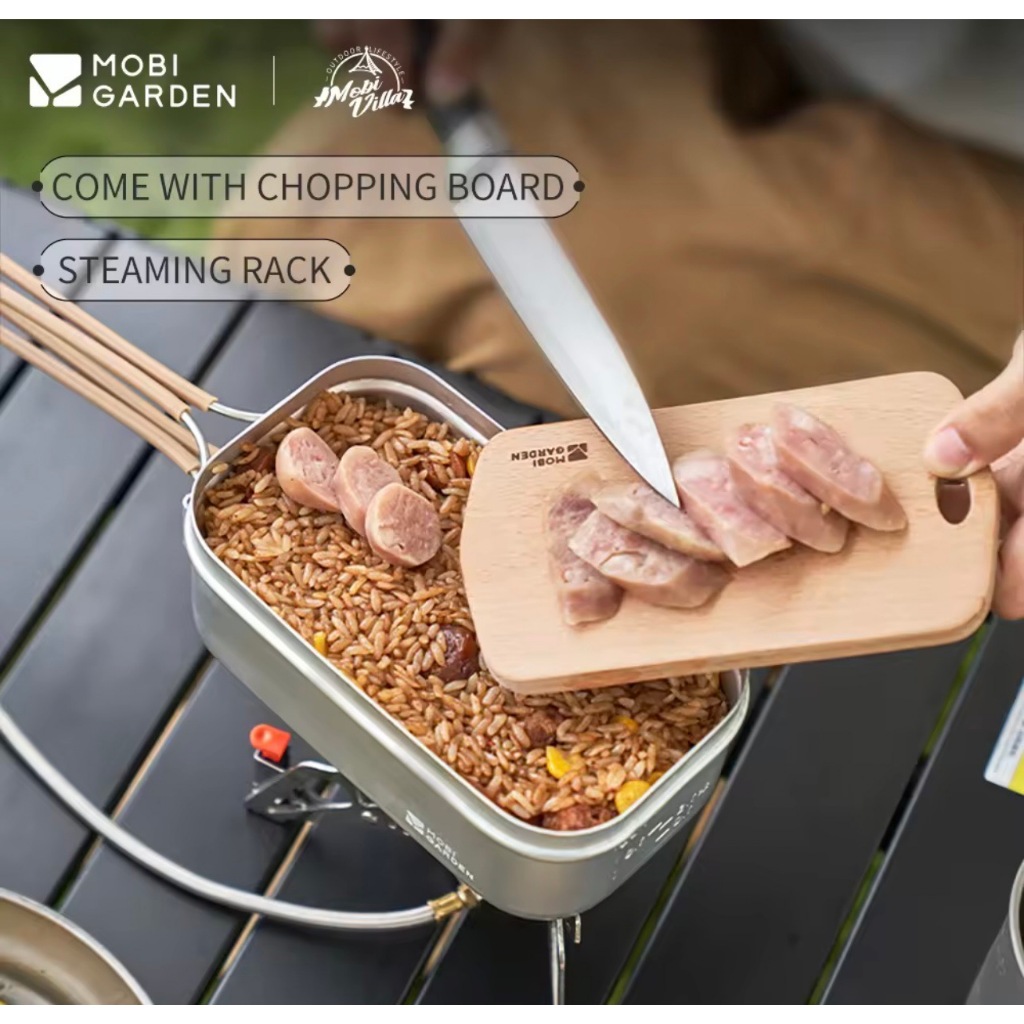 MOBI GARDEN Aluminum Lunch Box Camping Set หม้อแคมป์ปิ้ง มือสอง