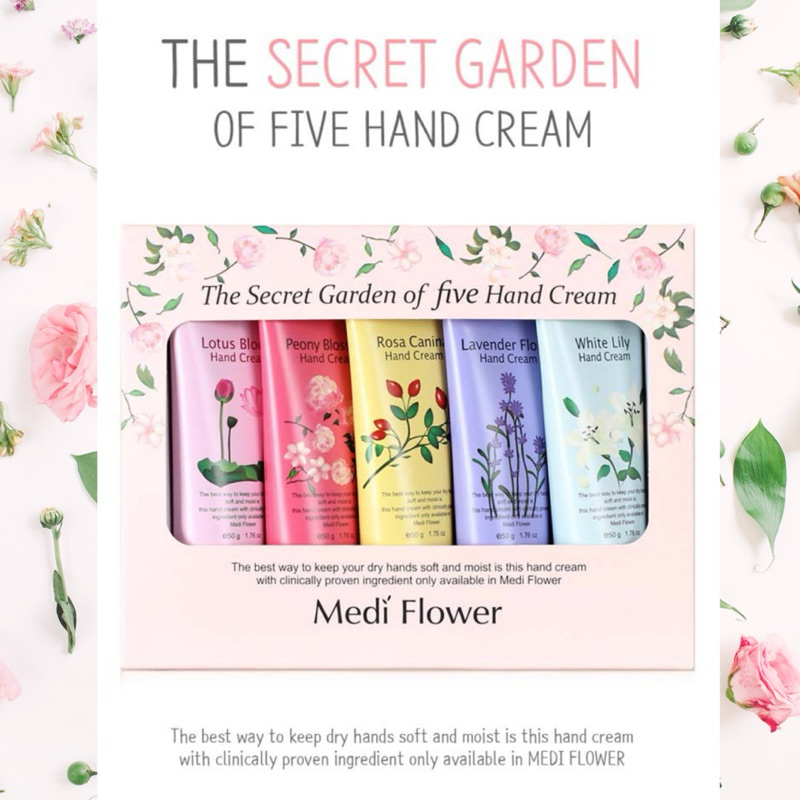 Hand cream แฮนครีมแบรนด์ Medi Flower เซ็ต 5 หลอด จากเกาหลี | Shopee ...