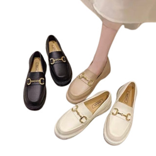 โปรโมชั่น : SHO-D-08 รองเท้าหนัง PVC งานยาง พื้นนิ่ม รองเท้าคัทชู สไตล์วินเทจ มินิมอล ส่งจากไทย AJAYGNA