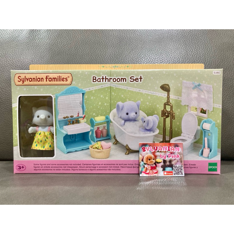 Sylvanian Bathroom Set พร้อม Elephant ตัวลูกสาว ช้าง ห้องน้ำ อ่างอาบน้ำ