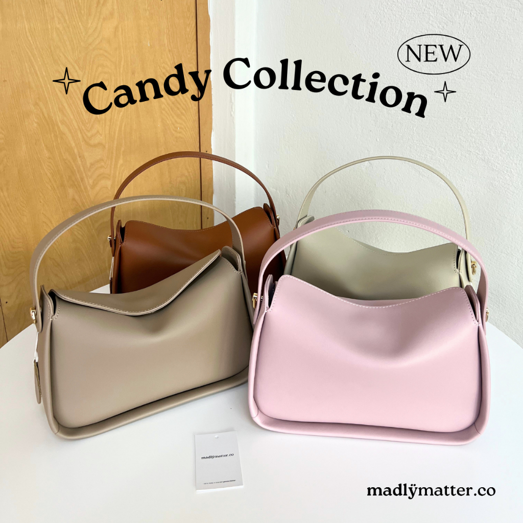 (พร้อมส่ง) กระเป๋าหนังแท้ รุ่น CANDY Bag 5 สี กระเป๋าถือ กระเป๋าสะพาย ...