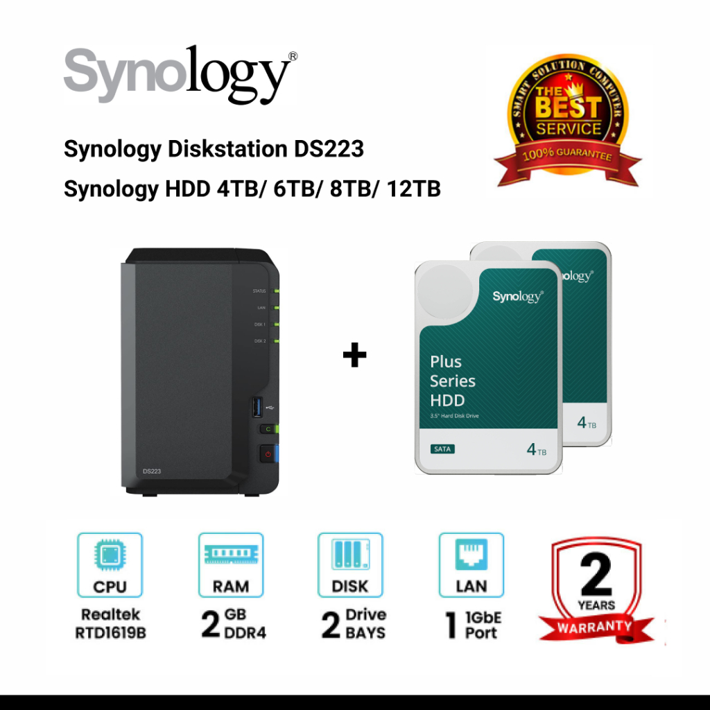 NEW] Synology DiskStation DS223 2-Bay NAS + Synology HDD 4TB / 6TB