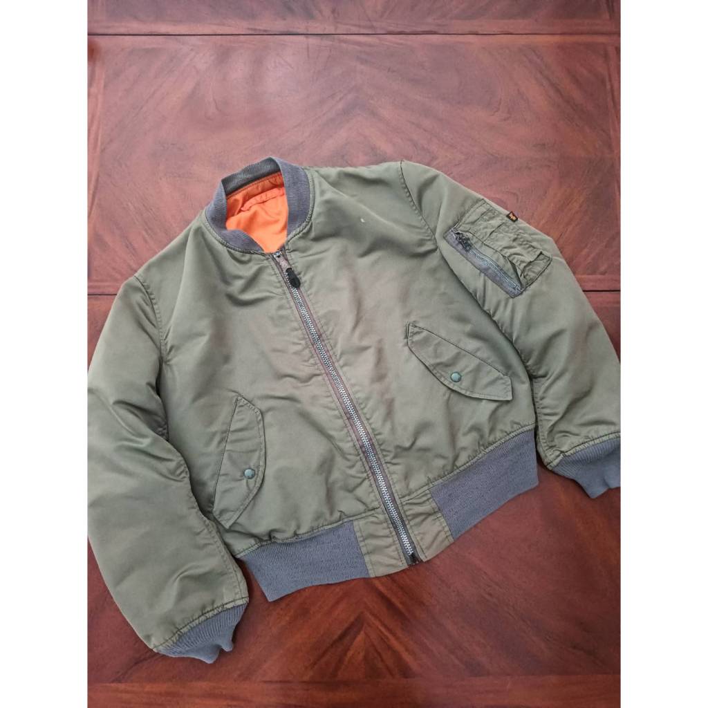 เสื้อไฟต์ MA-1 JACKET, FLYER'S MAN INTERMEDIATE, สีเขียวทอง+ซับส้ม