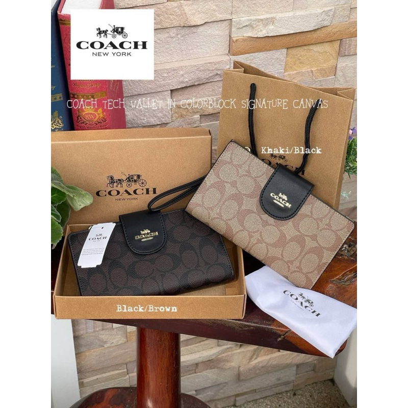 กระเป๋าคล้องมือ Coach TECH WALLET IN SIGNATURE CANVAS (พร้อมส่งที่ไทย ...