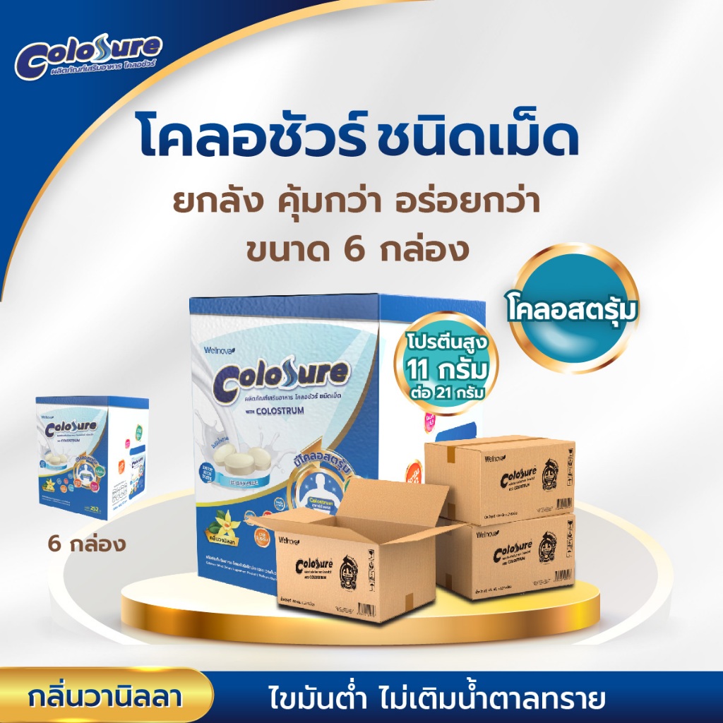 Colosure เวย์โปรตีนอัดเม็ดยกลัง ผลิตภัณฑ์เสริมอาหารสูตรครบถ้วนมีโคลอส ...
