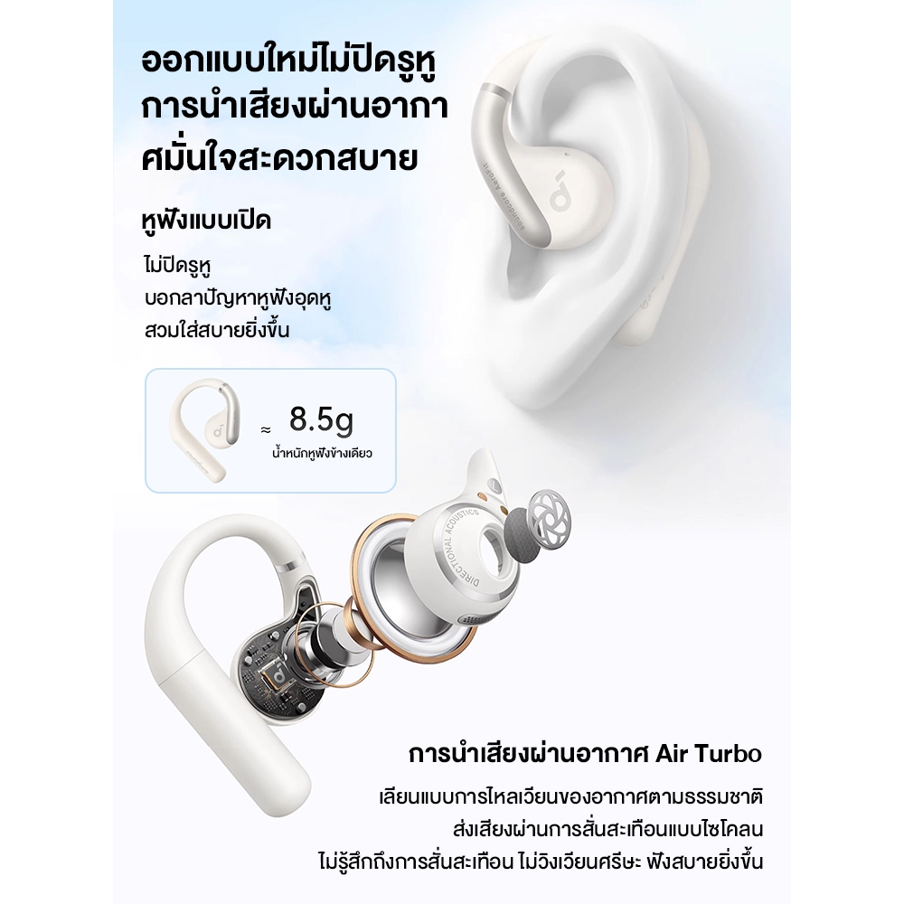 Soundcore AeroFit Open-Ear Sport Earbuds Bluetooth 5.3 หูฟังออกกำลังกาย หูฟังสำหรับใส่วิ่งกัน