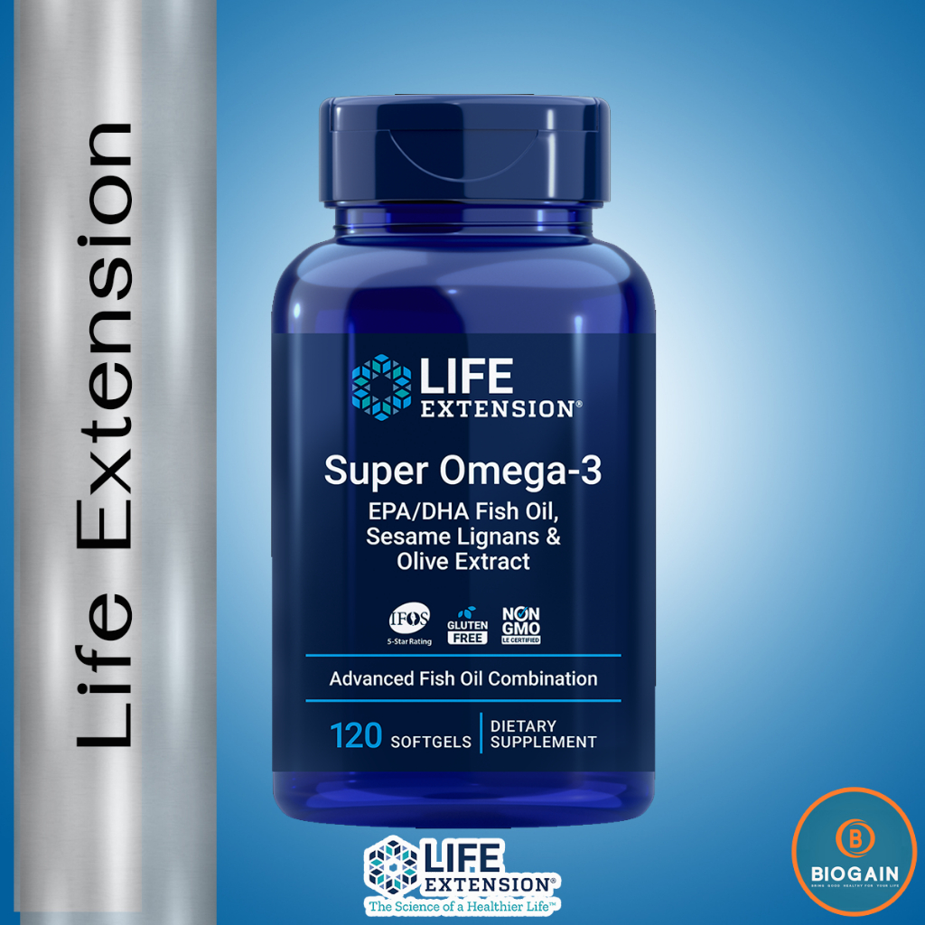 Life Extension Super Omega-3 EPA/DHA Fish Oil, Sesame Lignans & Olive ...