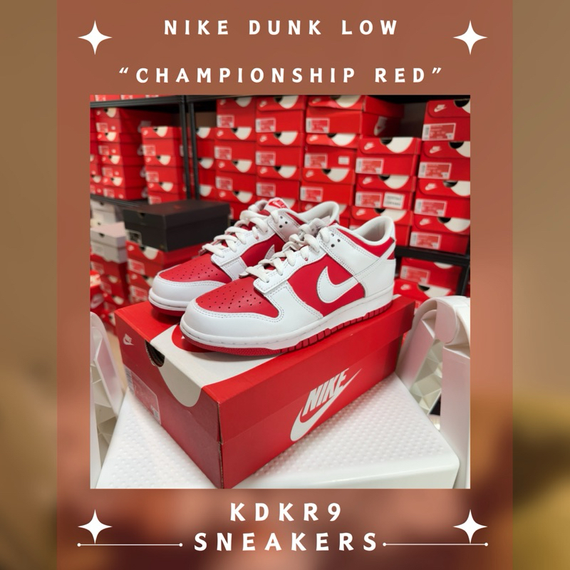 Nike Dunk Low Championship Red ของแท้ ป้ายไทย พร้อมส่ง | Shopee Thailand