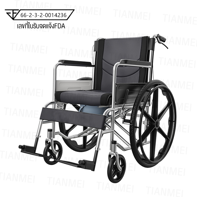 HIMIWAY รถเข็นผู้ป่วย wheelchair พับได้น้ำหนักเบาท่อเหล็กหนาสกู๊ตเตอร์ผู้สูงอายุรถเข็นแบบพกพา วีลแชร์พับได้